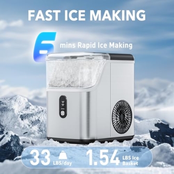DOGHLY Nugget Ice Maker Countertop - 33Lbs/Day Chewable Ice Maker