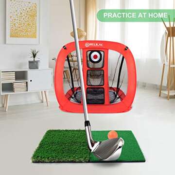Relilac Pop-Up Golf Chipping Net Set for Accuracy Practice