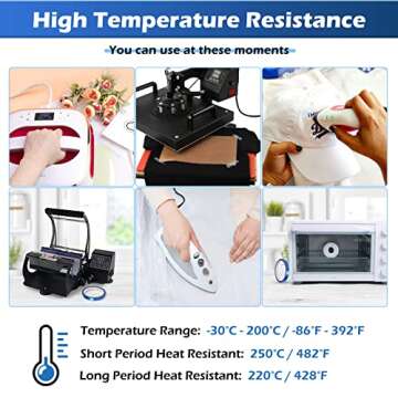 HTVRONT Blue Heat Tape for Sublimation-6 Rolls High-Temperature Heat Resistant Tape, Heat Transfer T...