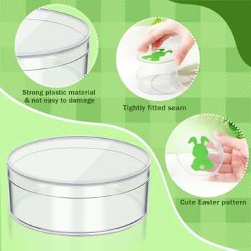 GlikCeil 36 Packs Easter Candy Acrylic Boxes Treat Box with Bunny Lid Small Clear Round Box Easter Container Basket Stuffers for Cookie Candy Sweets Party Favor Gifts