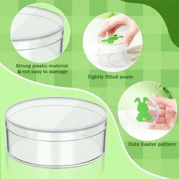 GlikCeil 36 Packs Easter Candy Acrylic Boxes Treat Box with Bunny Lid Small Clear Round Box Easter Container Basket Stuffers for Cookie Candy Sweets Party Favor Gifts
