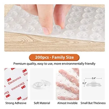 200 PCS Clear Rubber Bumpers for Quiet Cabinets