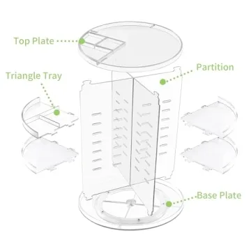 COYAHO 360° Rotating Makeup Organizer, Spinning Bathroom Organizer Countertop, Cosmetic Holder Shelf, Make Up Organizers and Storage for Bedroom, Transparent