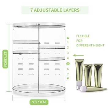 COYAHO 360° Rotating Makeup Organizer, Spinning Bathroom Organizer Countertop, Cosmetic Holder Shelf, Make Up Organizers and Storage for Bedroom, Transparent