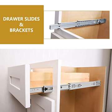 Gobrico 22 Inch Rear/Side Mount Drawer Slides, Ball Bearing Soft Close Drawer Slides Glides with Bra...
