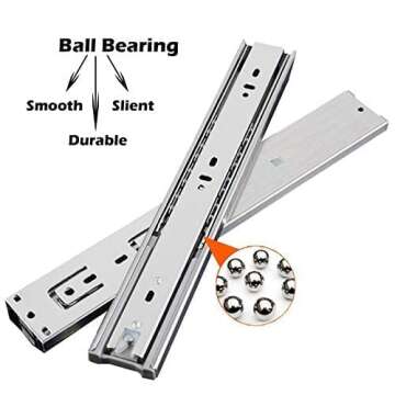Gobrico 22 Inch Rear/Side Mount Drawer Slides, Ball Bearing Soft Close Drawer Slides Glides with Brackets, Full Extension Heavy Duty Drawer Glides and Runners 10 Pairs