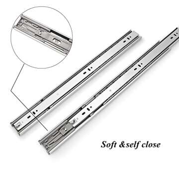 Gobrico 22 Inch Rear/Side Mount Drawer Slides, Ball Bearing Soft Close Drawer Slides Glides with Brackets, Full Extension Heavy Duty Drawer Glides and Runners 10 Pairs