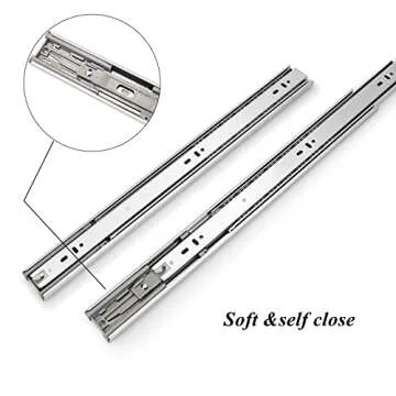 Gobrico 22 Inch Rear/Side Mount Drawer Slides, Ball Bearing Soft Close Drawer Slides Glides with Brackets, Full Extension Heavy Duty Drawer Glides and Runners 10 Pairs