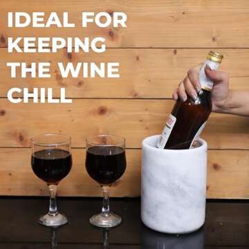 Marble Hives Marble Wine Chiller- Premium Wine Chiller Bucket- Perfect Wine Bottle Chiller-White