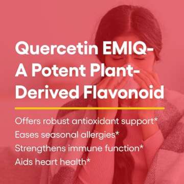 Natural Factors Bioactive Quercetin EMIQ 50 mg with Vitamin C, Supports Sinus, Heart and Immune Health, 60 Capsules