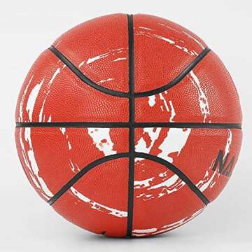 SHENGY No. 7 Smiling Face Graffiti Basketball, PU Leather Wear-Resistant, Good Grip. for Indoor and Outdoor Training and Competitions, The Best Gift for Children (4 Colors),Red