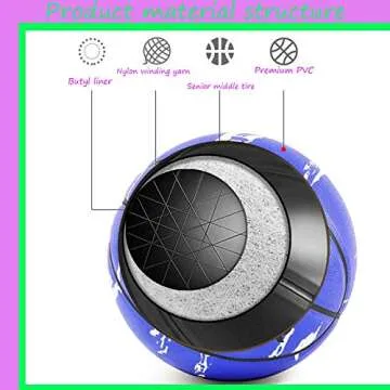 SHENGY No. 7 Smiling Face Graffiti Basketball, PU Leather Wear-Resistant, Good Grip. for Indoor and Outdoor Training and Competitions, The Best Gift for Children (4 Colors),Red