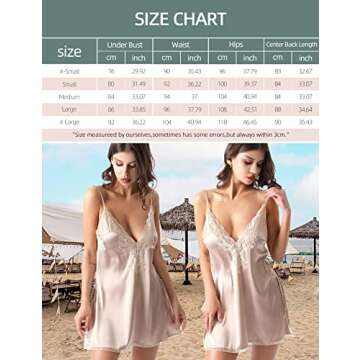 TOIKEEOI Lace Nightgown Slip for Women - Elegant Satin Sleepwear