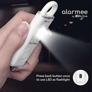 3DActive Alarmee Rechargeable Personal Safety Alarm for Women, Teens & Elderly, Pocket Size 130dB Loud Siren with LED Light (White)