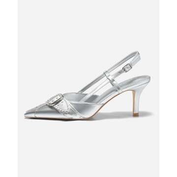 Coutgo Women's Studded Slingback Kitten Heels for Style