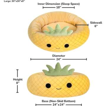 Squishmallows 24-Inch Maui Pineapple Pet Bed - Medium Ultrasoft Official Squishmallows Plush Pet Bed
