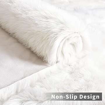 Noahas 3 x 5 White Faux Sheepskin Rug,Luxury Fluffy Faux Fur Rugs for Bedroom,Washable Area Rugs,Bedroom Rug,Furry Carpet Shag Rug,Soft Throw Rugs for Living Room Decor