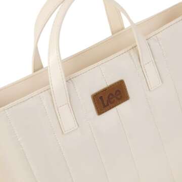 Montana West x Lee Puffer Tote Bag for Women Lightweight Quilted Crossbody Handbags Puffy Overnight Shoulder Bag for Travel Work Beige, LEE49-006TN