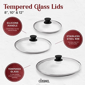 Cuisinel Cast Iron Skillets Set with Glass Lids - Versatile Cooking