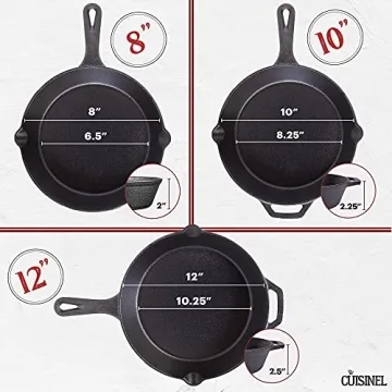 Cuisinel Cast Iron Skillets Set with Glass Lids - Versatile Cooking