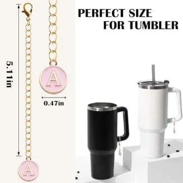Ekarley Letter Charm Accessories for Stanley Cup, 3Pcs Initial Chain Water Bottle Handle Name Id Charm for Tumbler Cups-C