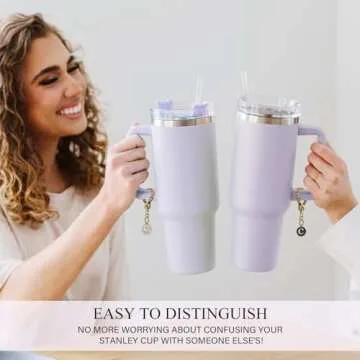 Ekarley Letter Charm Accessories for Stanley Cup, 3Pcs Initial Chain Water Bottle Handle Name Id Charm for Tumbler Cups-C