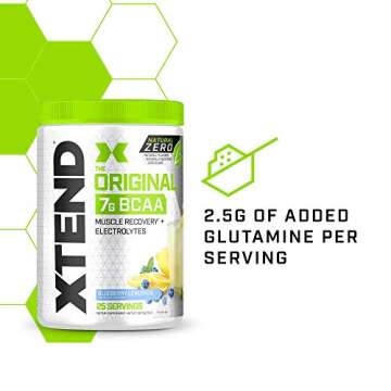 Scivation XTEND Natural Zero BCAA Powder Blueberry Lemonade | Free of Artificial Sweeteners, Flavors, and Chemical Dyes | Post Workout Drink with Amino Acids | 7g BCAAs for Men & Women | 25 Servings