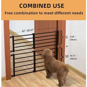 Short Dog Gate,Expandable Small Dog Gates for Doorways 22"-39.37",Pressure Gates for Dogs Indoor,Step Over Short Pet Gate,Puppy Gate for Doorways,Stairs (9.45''H, Black)