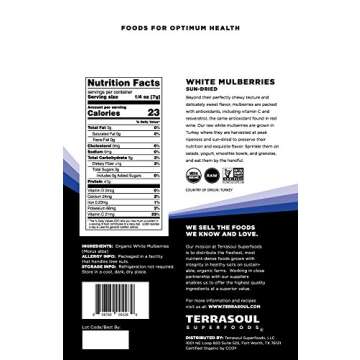 Terrasoul Superfoods Organic Sun-dried White Mulberries, 2 Lbs (Pack of 2), Sweet Superfood Snacking...