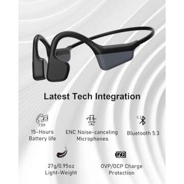 Enerair Bone Conduction Headphones Waterproof 15H Playtime
