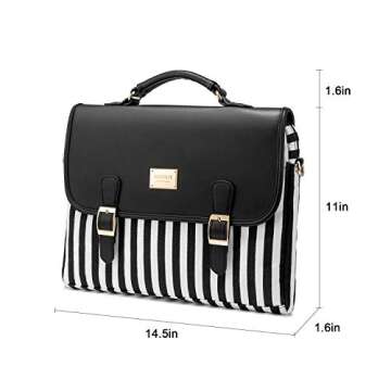Computer Bag Laptop Bag for Women CuteLaptop Messenger Bag Case for Work College, Stripe-Black, 14-I...