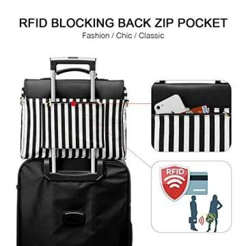 Computer Bag Laptop Bag for Women CuteLaptop Messenger Bag Case for Work College, Stripe-Black, 14-Inch