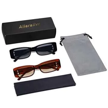 Allarallvr Rectangle Sunglasses for Women - Trendy Retro Shades