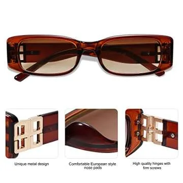 Allarallvr Rectangle Sunglasses for Women - Trendy Retro Shades