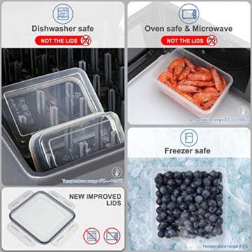 28 Pieces Food Storage Containers with Lids EXTRA LARGE Freezer Containers for Food BPA-Free Meat Fruit Vegetables Plastic Containers with lids Storage Airtight Leak-Proof Food Containers for Kitchen