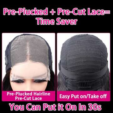 Muokass 220% Density Glueless Wigs Human Hair Pre Plucked Pre Cut 30 Inch 5x5 HD Lace Closure Wigs Human Hair Glueless Straight HD Lace Front Wigs Human Hair for Women Natural Hairline