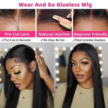 Muokass 220% Density Glueless Wigs Human Hair Pre Plucked Pre Cut 30 Inch 5x5 HD Lace Closure Wigs Human Hair Glueless Straight HD Lace Front Wigs Human Hair for Women Natural Hairline