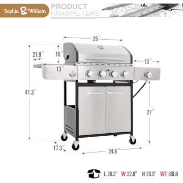 Sophia & William 4-Burner Gas BBQ Grill - Propane BBQ