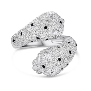 Stylish Rhodium-Plated Cat Ring for Fashion Lovers