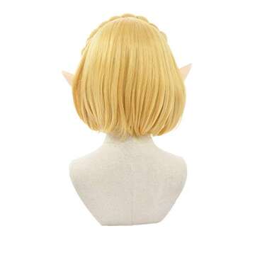 miccostumes Women's Cosplay Wig Princess Gold Short Bob Synthetic Hair with Elf Ears Halloween Party