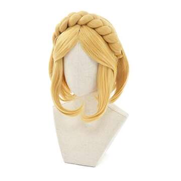 miccostumes Women's Cosplay Wig Princess Gold Short Bob Synthetic Hair with Elf Ears Halloween Party