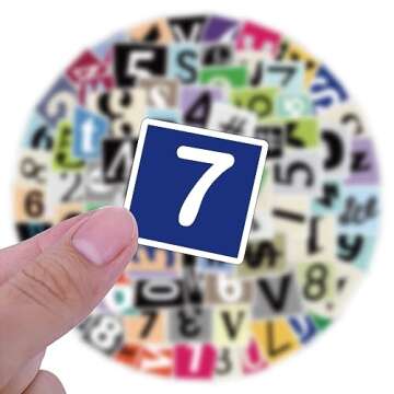 200Pcs Alphabet Stickers Waterproof Vinyl Decals for Scrapbooks, Notebook, Classroom Decor, Door, Mailbox, Water Bottle, Laptop, Letter Stickers A-Z and Number Stickers 0-9
