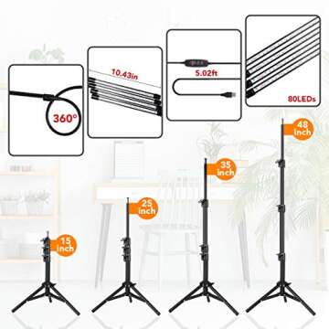 GHodec Grow Light with Stand, 5500K Full Spectrum Gooseneck Floor Plant Light for Indoor Plants Growing,5 Dimmable Levels & Auto On/Off Timer,Tripod Stand Plant Lamp Height Adjustable