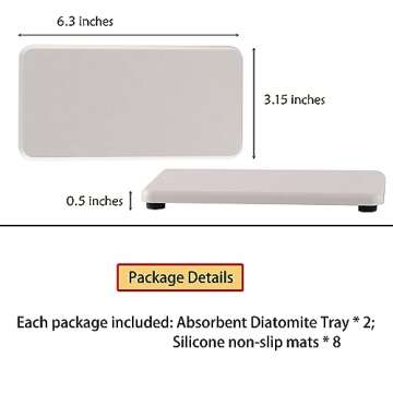 NiuYichee 2 PCS Bathroom Sink Vanity Trays(6.3" * 3.15"), Diatomaceous Earth Coasters, Kitchen Soap Tray, Water Absorbing Stone Used for Hand Soap & Plants and Cosmetic Bottles in The Modern Home