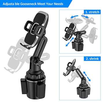 WixGear Cup Holder Phone Mount - Adjustable & Universal