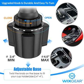 WixGear Cup Holder Phone Mount - Adjustable & Universal