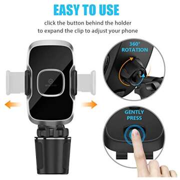 WixGear Cup Holder Phone Mount - Adjustable & Universal