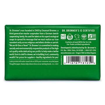 Dr. Bronner's - Pure-Castile Bar Soap (Almond, 5 oz, 6-Pack) - Made with Organic Oils, For Face, Bod...