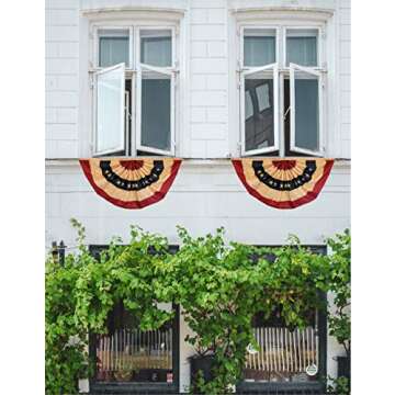USA Bunting Vintage Pleated Embroidered Flag 6ft x 3ft - Home Decor, Festivities, Events