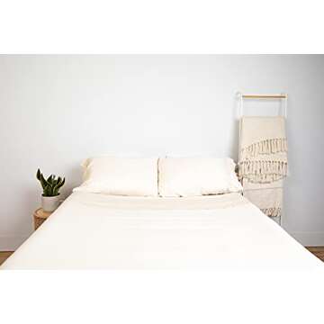 100% Organic Cotton Sheets Set - GOTS Certified, 300 Thread Count, Deep Pocket Sateen Sheet Set - Hypoallergenic, All-Season, Breathable, Soft Sheet Set